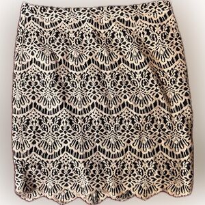 Halogen Lace Pencil Skirt - Black and Cream petite